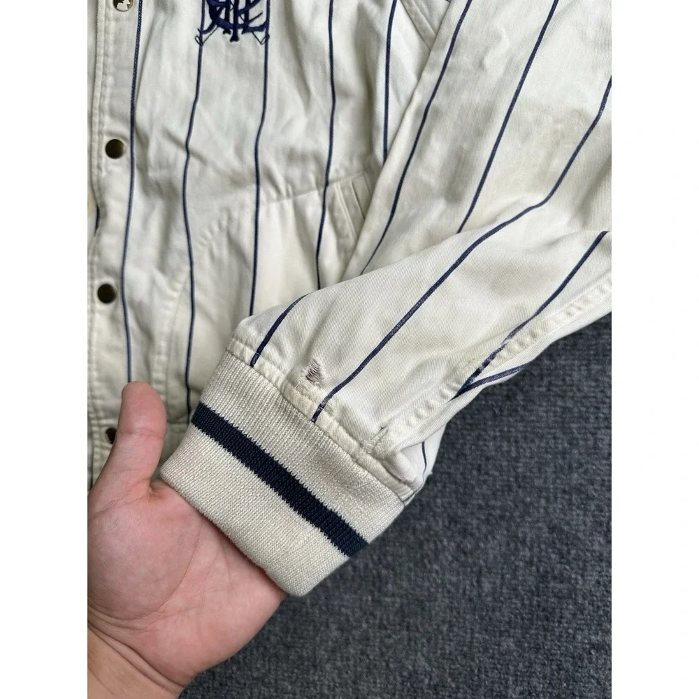 Mens 90s Polo by Ralph Lauren Striped Snap Front Bomber Jacket, Size M
